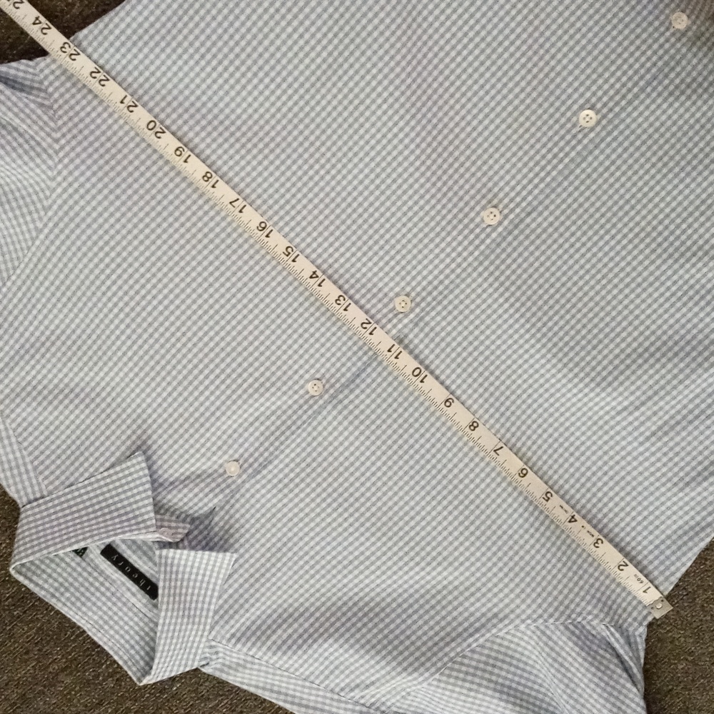 💙Theory💙 - Men's Blue/White Gingham Sylvain Amicable L/S Button Down - Picture 7 of 9